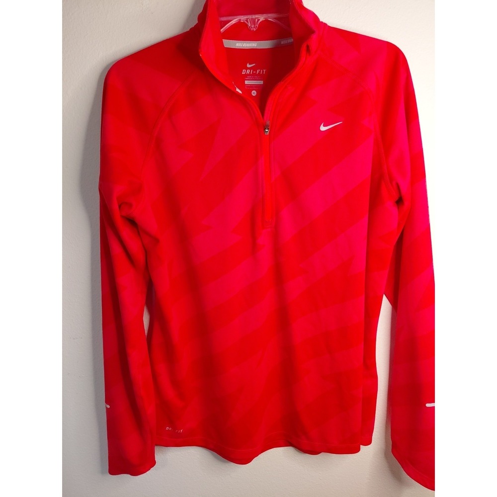 New NIKE Running DriFit Womens Reflective running Work Out Top Pink &Red Stripe